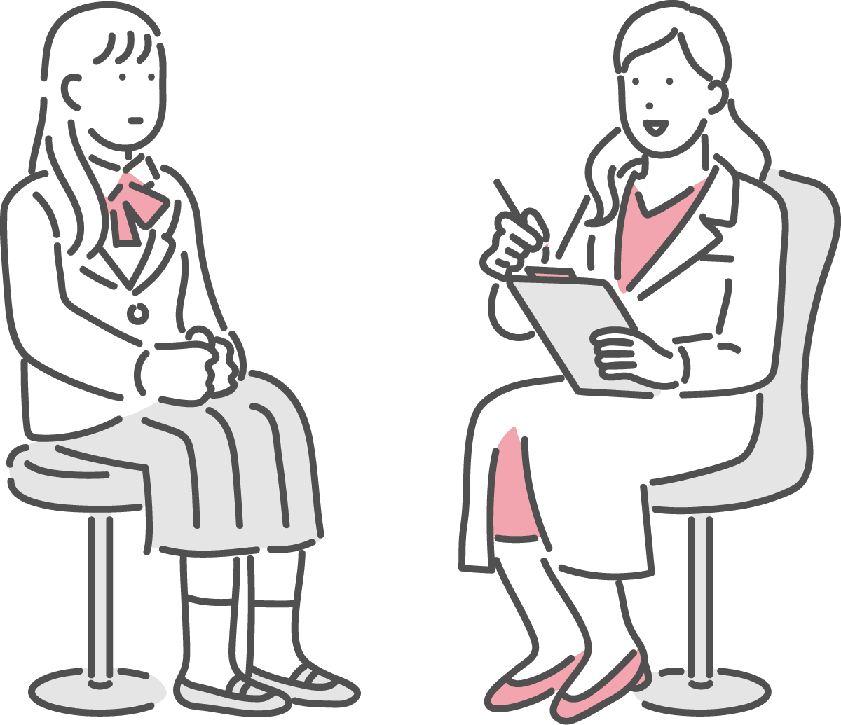 イラスト:カウンセリングをするカウンセラーと生徒