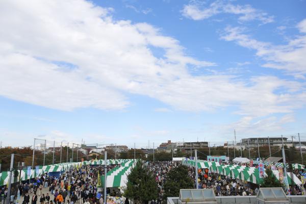 写真：青空を背景に市川市民まつりが多くの人で賑わう
