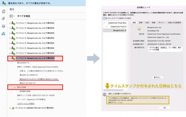 電子署名およびタイムスタンプ確認方法